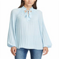 Ralph Lauren Women's Pleated Tie Neck Blouse Blue Size Medium