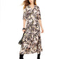 Bar III Women's Animal Print 3/4 Sleeve V Neck Maxi Wrap Dress Pink Size XXS