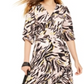 Bar III Women's Animal Print 3/4 Sleeve V Neck Maxi Wrap Dress Pink Size XXS