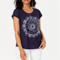 Style & Co Women's Graphic T-Shirt Blue Size Petite