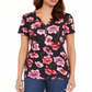 Karen Scott Women's Printed Henley Top Black Size Large