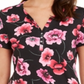 Karen Scott Women's Printed Henley Top Black Size Large