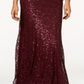 SL Fashions Women's Sequined Embellished Keyhole Full Length Sheath Formal Dress Purple Size 8 Petite