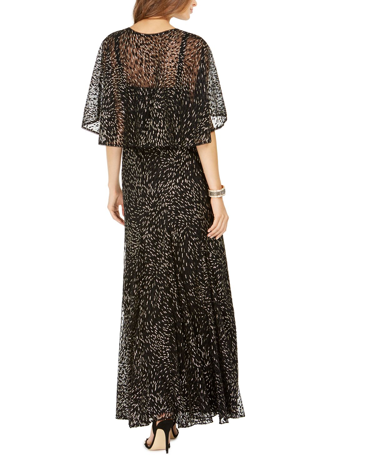 Adrianna Papell Women's Glitter Velvet Gown Black Size 12