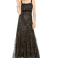 Adrianna Papell Women's Glitter Velvet Gown Black Size 12