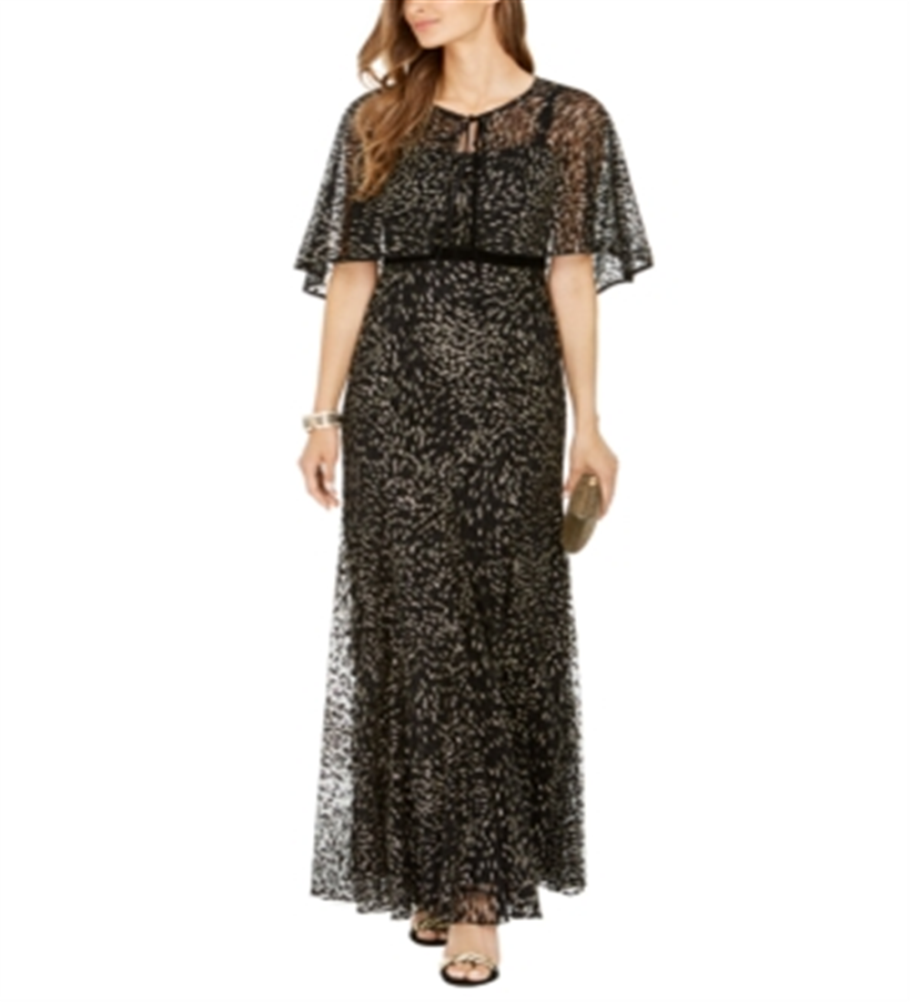 Adrianna Papell Women's Glitter Velvet Gown Black Size 12