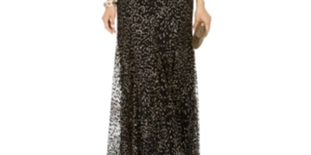 Adrianna Papell Women's Glitter Velvet Gown Black Size 12