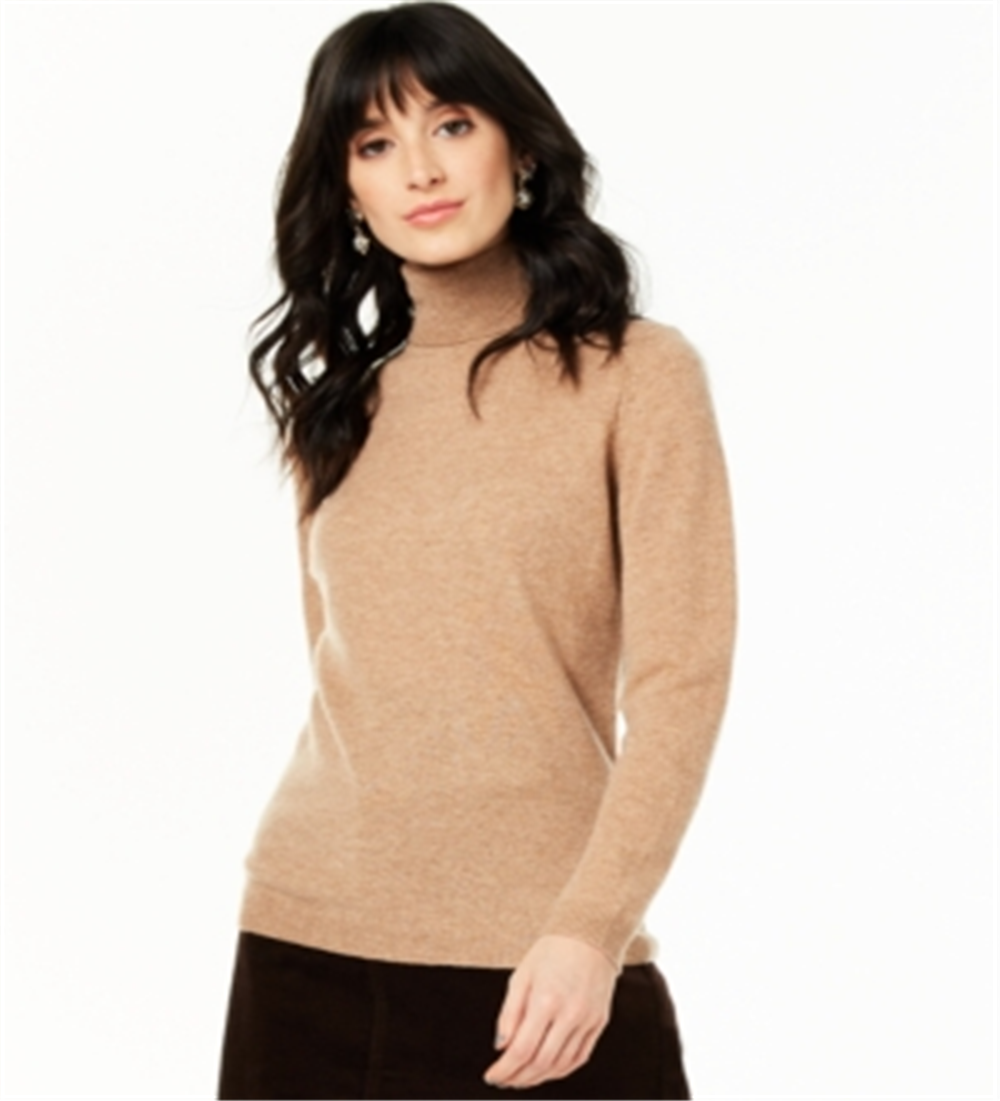 Charter Club Women's Cashmere Turtleneck Sweater Brown Size Petite L