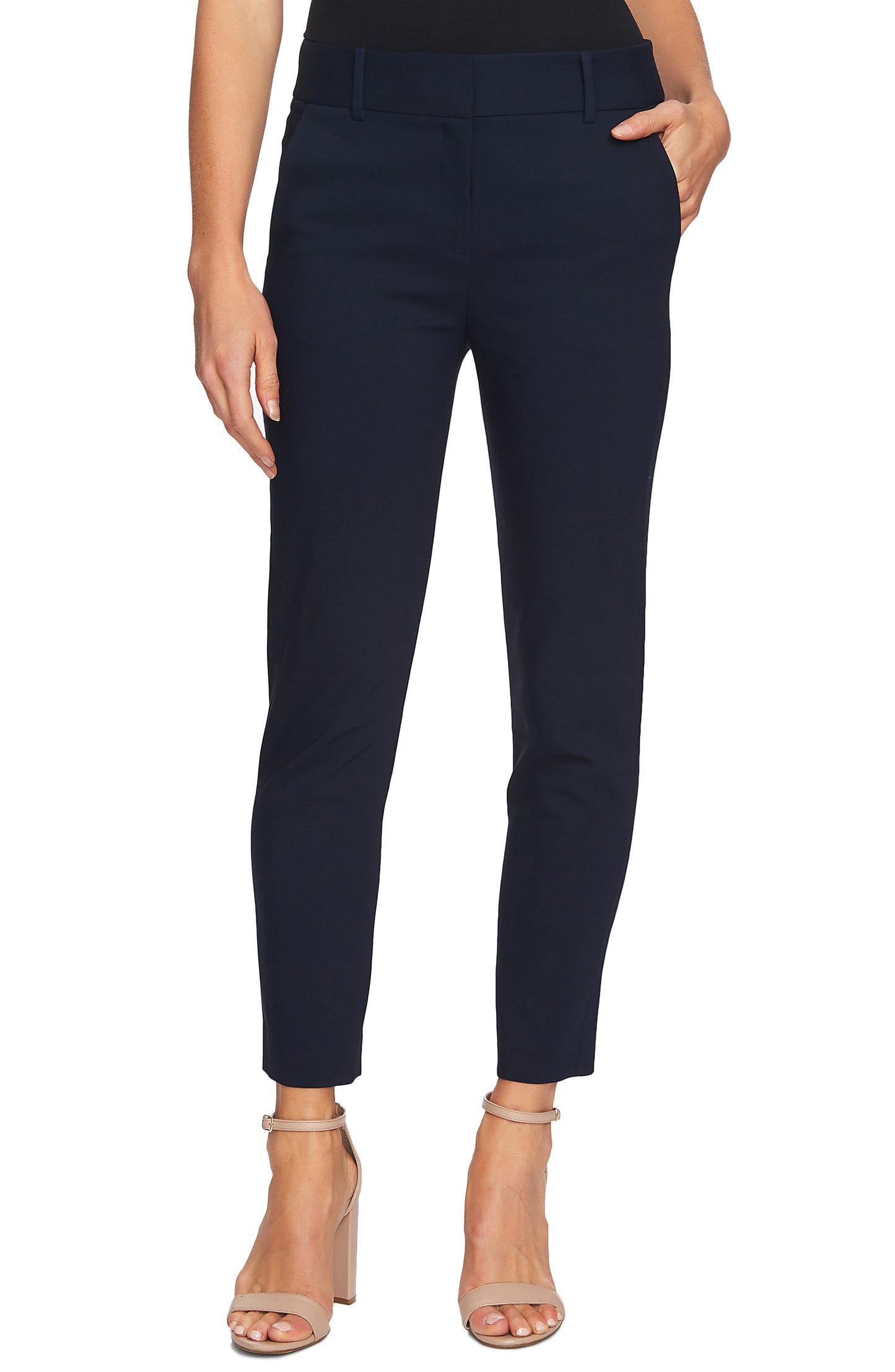 CeCe Women's Stretch Twill Straight Leg Pants Navy Size 6