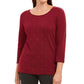 Karen Scott Women's Studded Top Red Size Petite