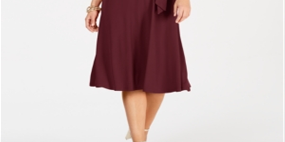 Charter Club Women's Belted MIDI Dress Wine Size PP