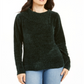 Karen Scott Women's Envelope Neck Chenille Sweater Green Size Petite