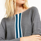 INC International Concepts Women's Varsity Stripe Sweater Gray Petite L