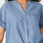 Charter Club Women's Linen Tie Front Shirt Blue Size Petite Small
