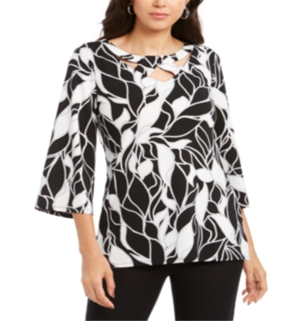 JM Collection Women's Twist-Neck Tunic Black Size XS