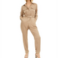 INC International Concepts Women's Button Front Jumpsuit Brown Size 4 Petite