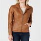Style & Co Women's Faux Leather Moto Jacket Brown Size X-Large
