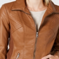 Style & Co Women's Faux Leather Moto Jacket Brown Size X-Large