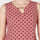 Charter Club Women's Printed Keyhole Neck Top Pink Size Small