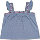 Style & Co Women's Plus Pointelle Linear Jacquard Embroidered Strap Top Blue Size 3X
