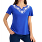 Karen Scott Women's Split Neck Top Blue Size Petite X-Small