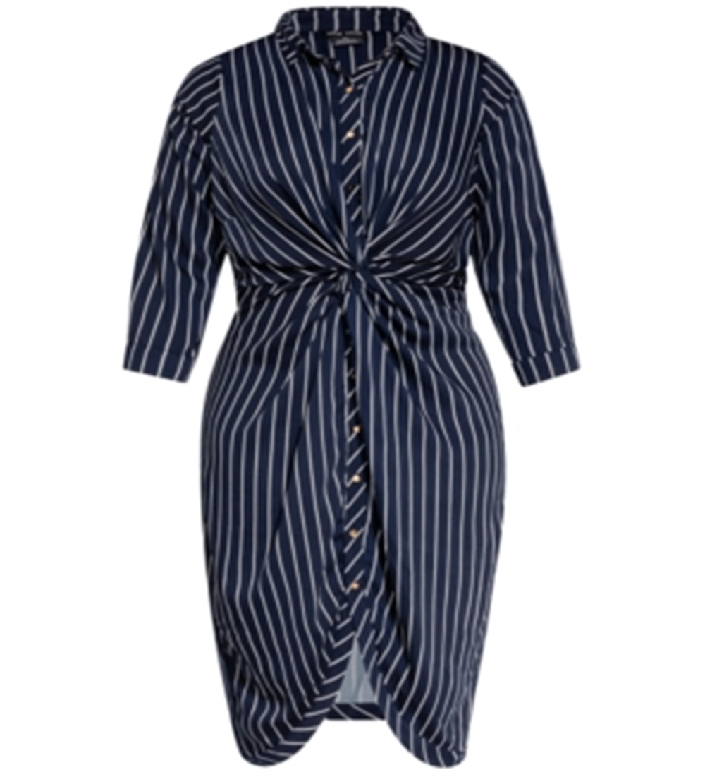 City Chic Women's Twist Stripe Dress Blue Size 18W