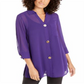 Alfani Women's Semi Sheer 3/4 Sleeve Blouse Purple Size Petite