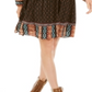 Style & Co Petite Printed Long-Sleeve Peasant Dress Black Size PL