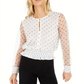 Bar III Women's Polka Dot Smocked Waist Top White Size Small