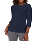 Karen Scott Women's Grommet Trim Cotton Top Blue Size X-Lage