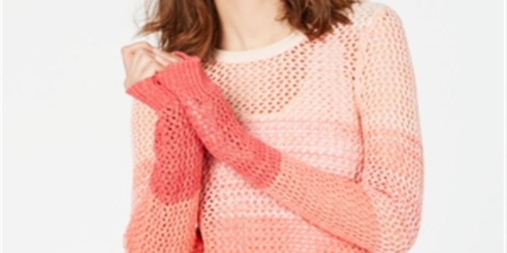 INC International Concepts Women's Metallic Knit Pullover Sweater Orange Size Large