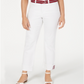 Charter Club Women's Belted Tummy Control Cuffed Jeans White Size 10