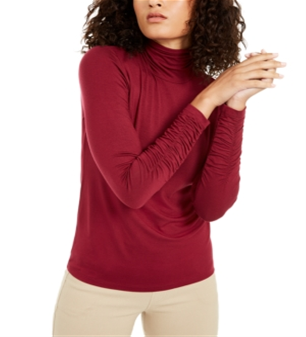 Alfani Women's Knit Ruched Top Red Size XX-Large