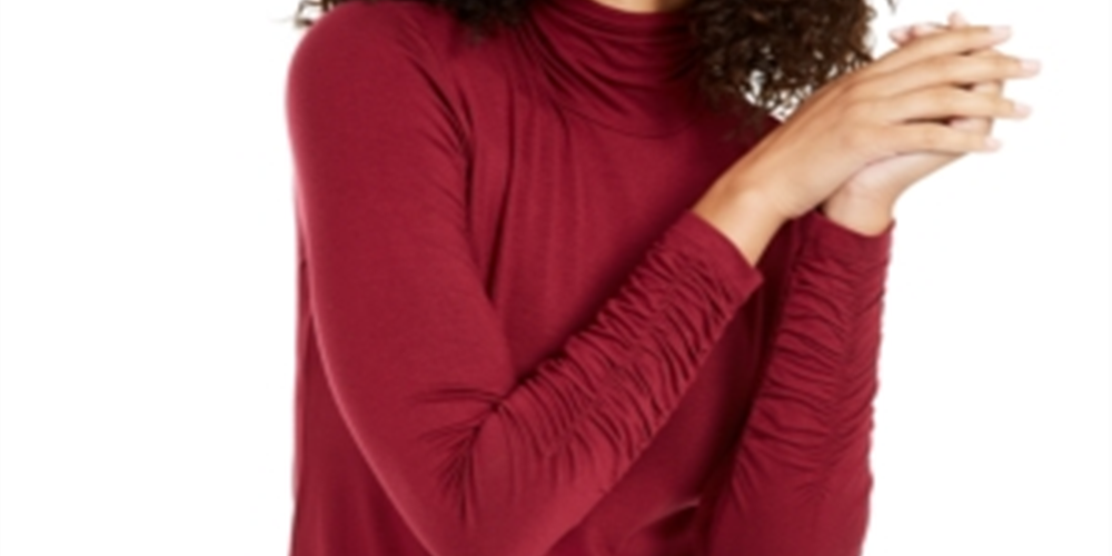 Alfani Women's Knit Ruched Top Red Size XX-Large