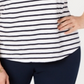 Charter Club Women's Plus Embroidered Striped T-Shirt White Size 2X