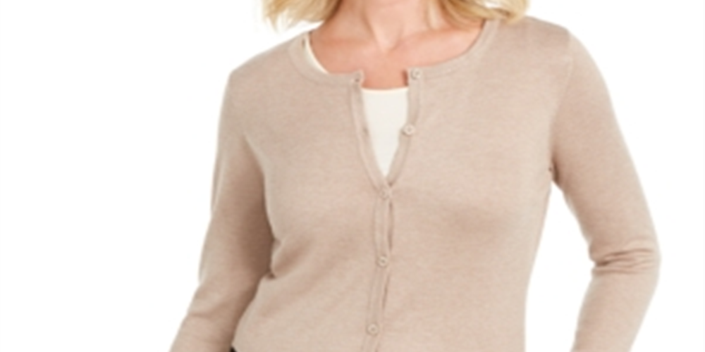 Karen Scott Women's Colorblocked Hem Cardigan Green Size Petite S