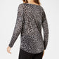 INC International Concepts Women's Metallic Cheetah Top Gray Size S