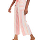 Style & Co Women's Striped Linen Cropped Pants Pink Size XXL