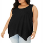 Style & Co Women's  Petite Sleeveless Handkerchief-Hem Top Black Size PXS
