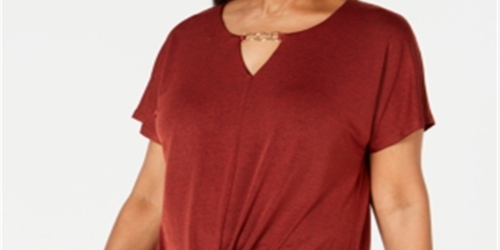 JM Collection Women's Twist Hem Top Red Size Medium