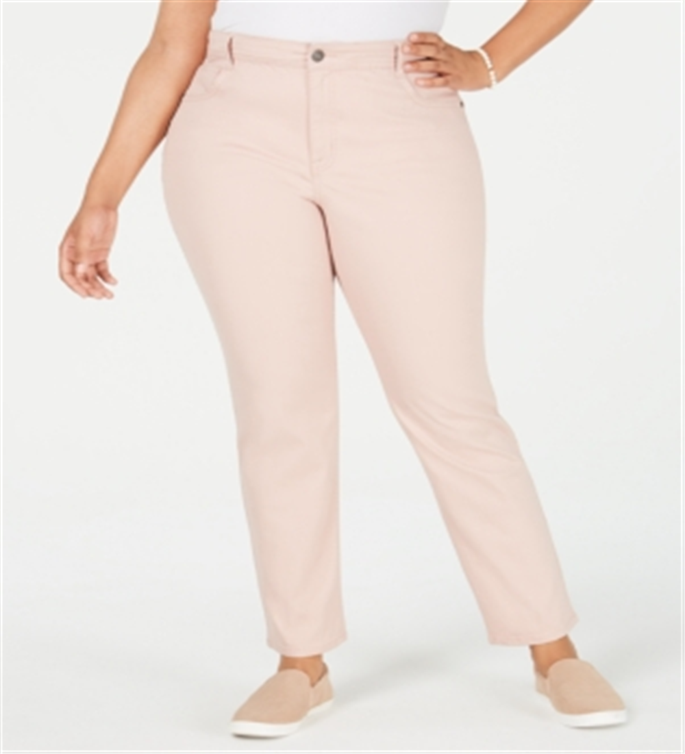 Style & Co Women's High Rise Slim Leg Jeans Pink Size 14W