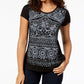 Style & Co Women's Graphic T-Shirt Black Size XXL