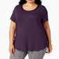 Alfani Women's Satin Trim High Low T-Shirt Purple Size 4X
