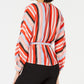 Bar III Women's Striped Wrap Blouse Red Size Large