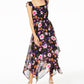 Bar III Women's Floral Print Open Back Dress Black Size X-Large