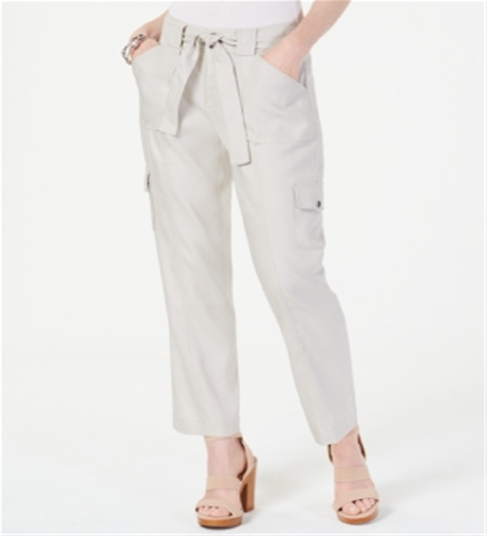 INC International Concepts Women's Belted Straight Leg Pants Brown Size 14