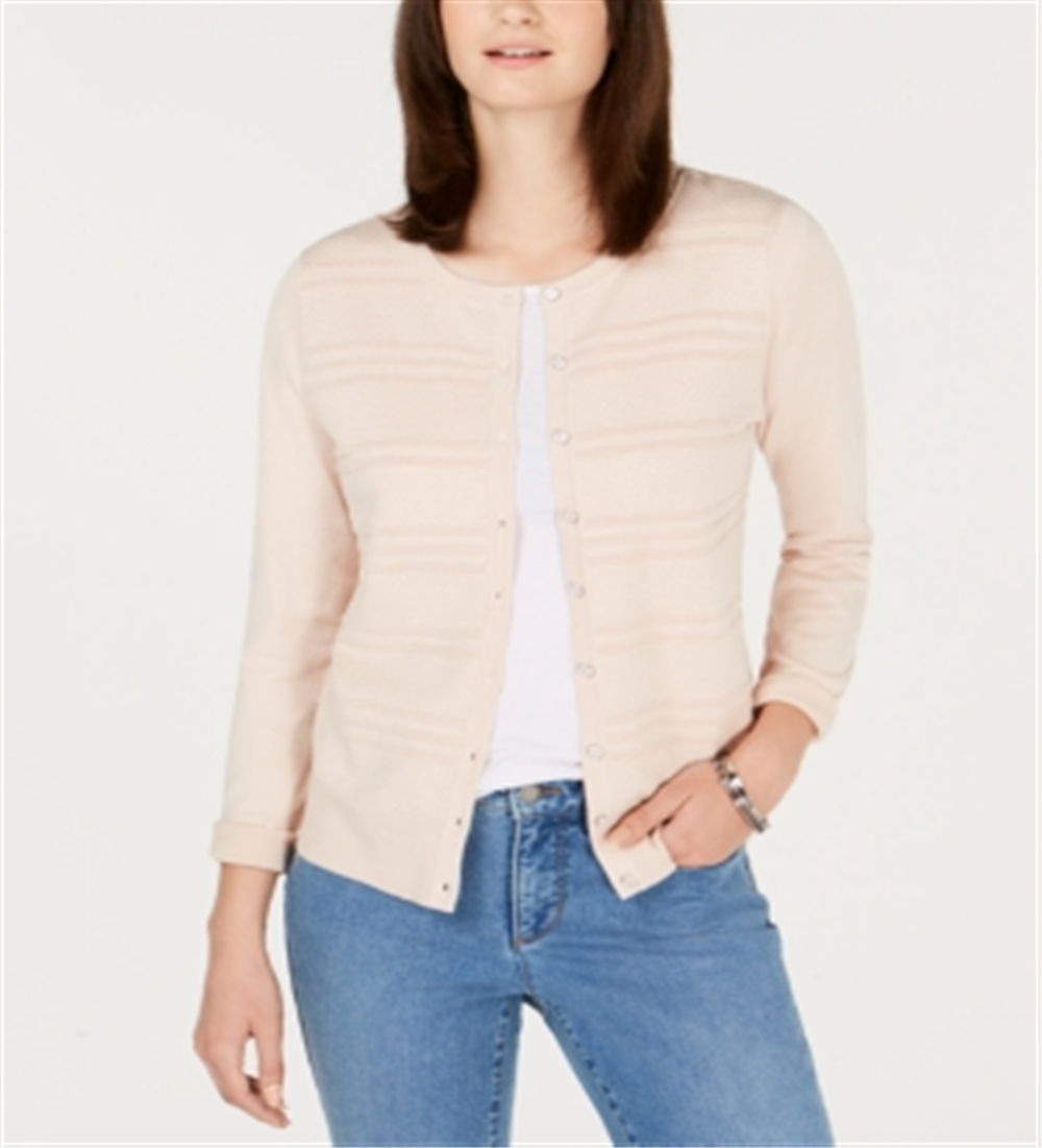 Charter Club Women's Textured Cardigan Pink Size Medium