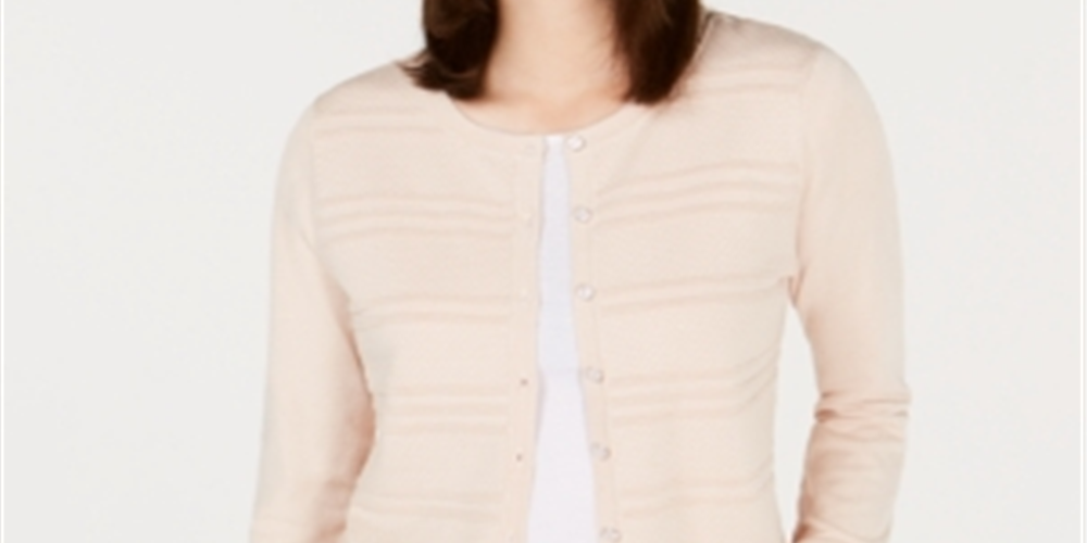 Charter Club Women's Textured Cardigan Pink Size Medium