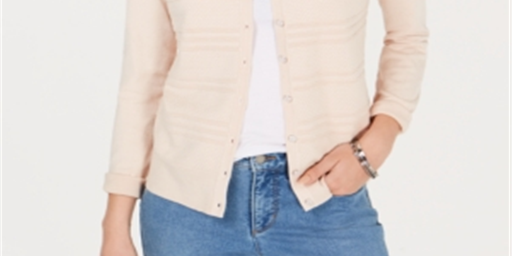 Charter Club Women's Textured Cardigan Pink Size Medium