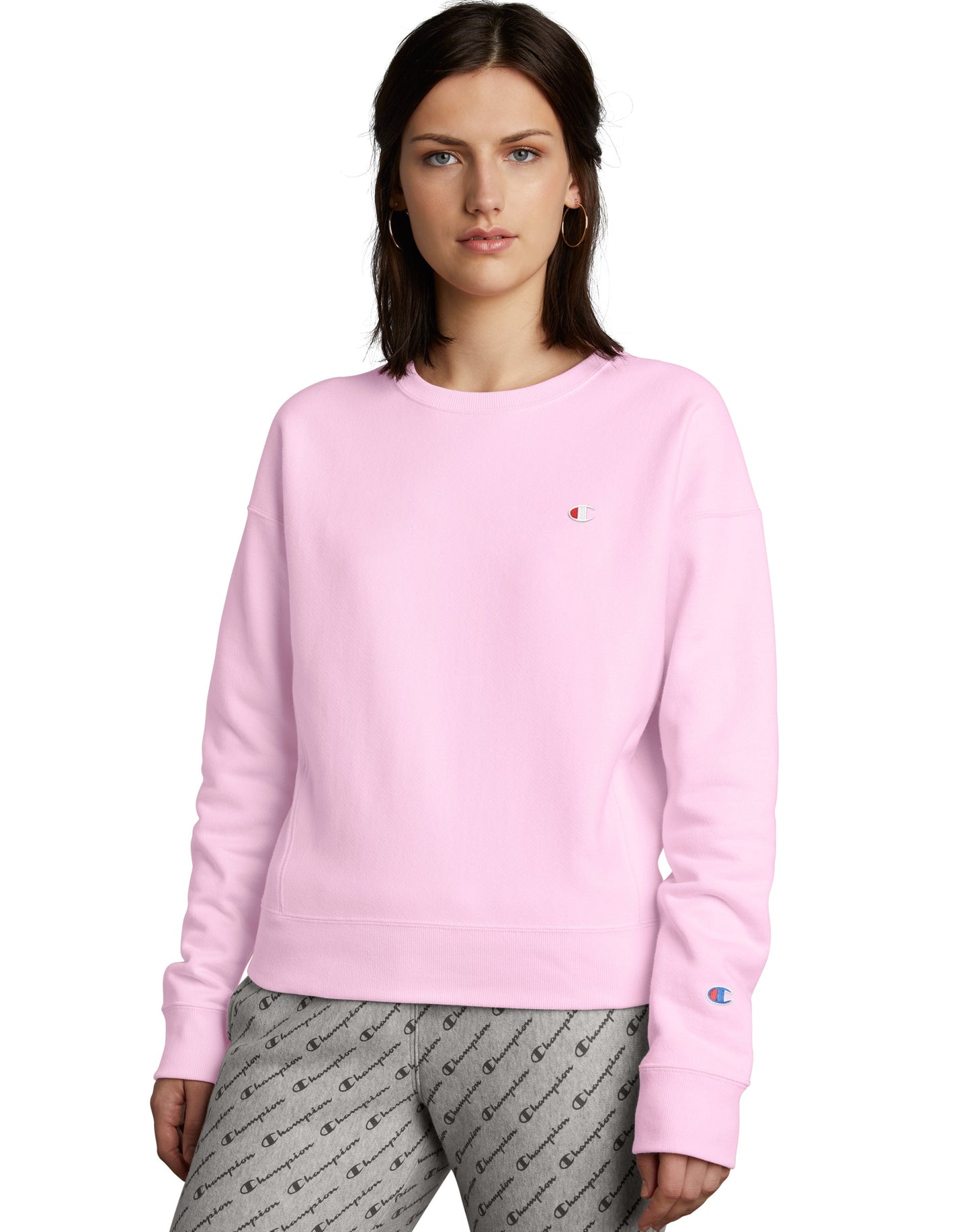 Champion Women's  Long Sleeve Sweater Pink Size Large